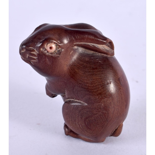 2318 - A JAPANESE CARVED BONE HARE NETSUKE. 5 cm x 3 cm.