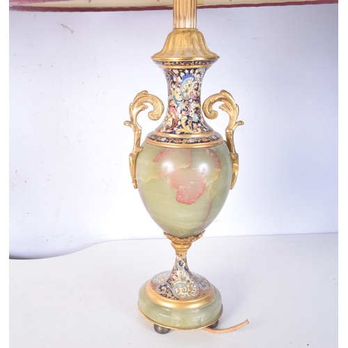 3468 - A pair of onyx table lamps with Cloisonne enamel decoration 43 cm (2)