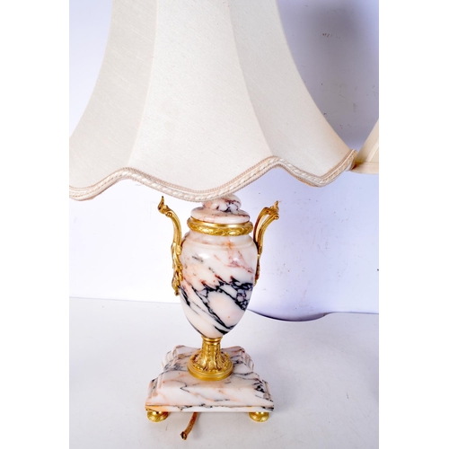 3469 - A Bohemian glass lampstand  together with a marble based lampshade. 60 cm (2).