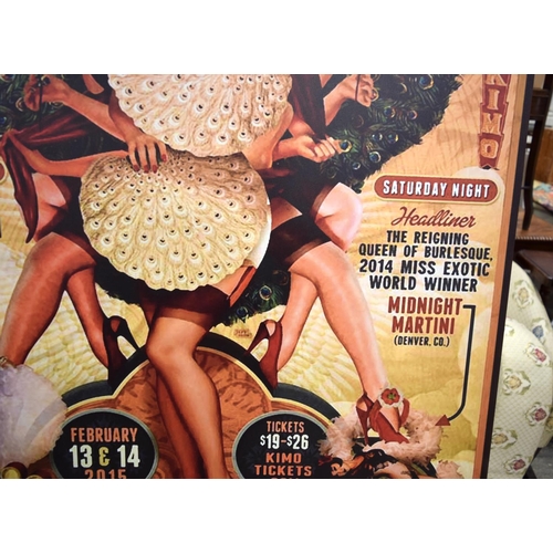 3473 - A large event printed poster advertising a Burlesque show 120 x 84 cm