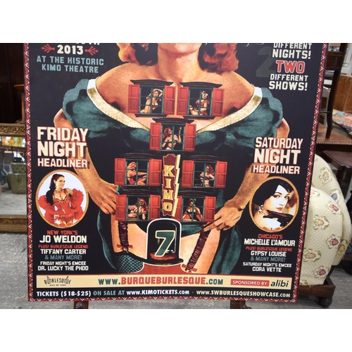 3475 - A large event printed poster advertising a Burlesque show 120 x 84 cm