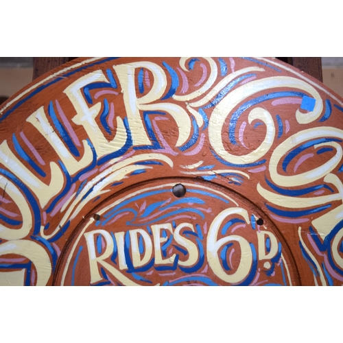 3478 - A hand painted  Fairground sign 75 cm diameter .