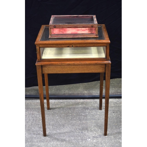 3491 - An antique Bijouterie table together with a small glass and wood jewellery display box 76 x 49 x 42 ... 