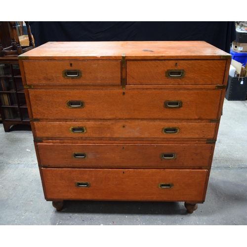 3503 - A Cavalier 6 drawer brass bound oak chest by Army and Navy with a rare secret velvet lined drawer. 1... 