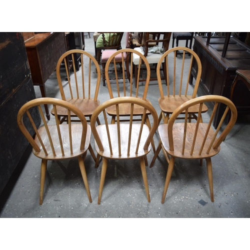 3507 - A collection of beech and elmwood chairs 86 x 42 x 40 cm (6)