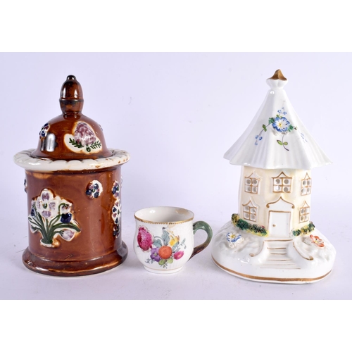 10 - AN 18TH CENTURY DANISH COPENHAGEN PORCELAIN CUP together with a 19th century pastille burner formed ... 