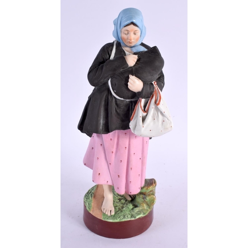 104 - A 19TH CENTURY RUSSIAN BISQUE PORCELAIN FIGURE OF A MOTHER modelled with child. 24 cm high.