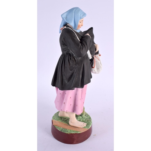 104 - A 19TH CENTURY RUSSIAN BISQUE PORCELAIN FIGURE OF A MOTHER modelled with child. 24 cm high.