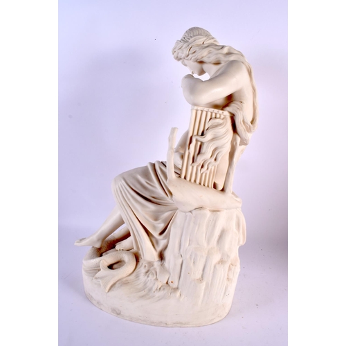 115 - A LARGE MATCHED PAIR OF 19TH CENTURY ENGLISH PARIAN WARE FIGURES modelled upon classical plinths. La... 