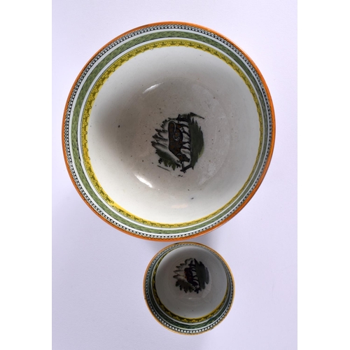 120 - AN EARLY 19TH CENTURY ENGLISH PORCELAIN BOWL together with a similar teabowl & a pair of powder blue... 