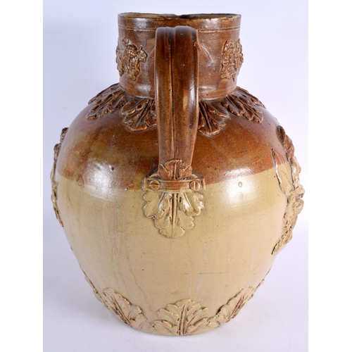 160 - A RARE EARLY 19TH CENTURY ENGLISH STONEWARE EXHIBITION TYPE FLAGON C1805, probably Brampton, decorat... 