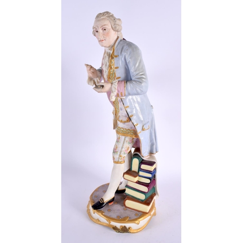 167 - A LARGE 19TH CENTURY PARIS BISQUE PORCELAIN FIGURE OF A MALE modelled beside books. 39 cm high.