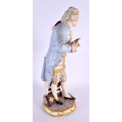 167 - A LARGE 19TH CENTURY PARIS BISQUE PORCELAIN FIGURE OF A MALE modelled beside books. 39 cm high.