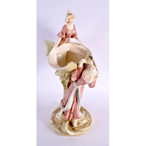 168 - A LARGE ROYAL DUX PORCELAIN FIGURAL SHELL GROUP. 38 cm x 25 cm.