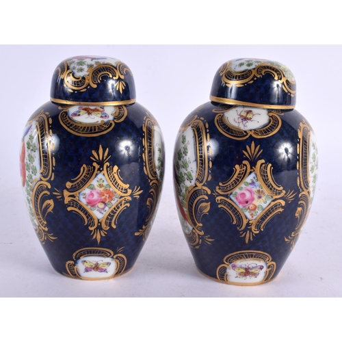 17 - A PAIR OF 19TH CENTURY SAMSONS OF PARIS PORCELAIN TEA CANISTERS AND COVERS painted in the Worcester ... 