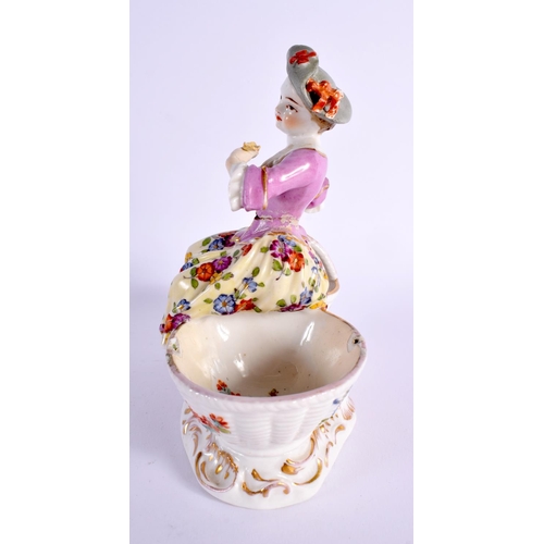 172 - A 19TH CENTURY CONTINENTAL PORCELAIN DOUBLE SALT together with a Vienna style cabinet plate. Largest... 