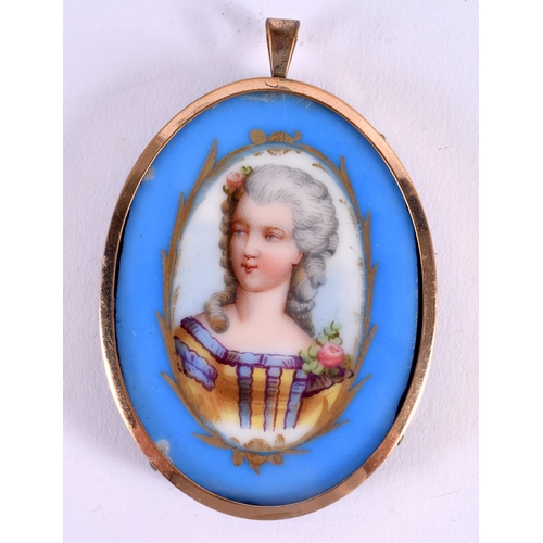 173 - A 19TH CENTURY FRENCH SEVRES STYLE PARIS PORCELAIN PLAQUE painted with a female. 9.5 cm x 7 cm.