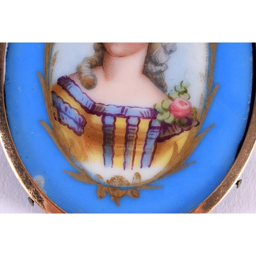 173 - A 19TH CENTURY FRENCH SEVRES STYLE PARIS PORCELAIN PLAQUE painted with a female. 9.5 cm x 7 cm.