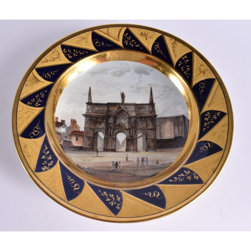 181 - A FINE SET OF SIX EARLY 19TH CENTURY FRENCH PARIS PORCELAIN PLATES painted with assorted scenes. 22 ... 