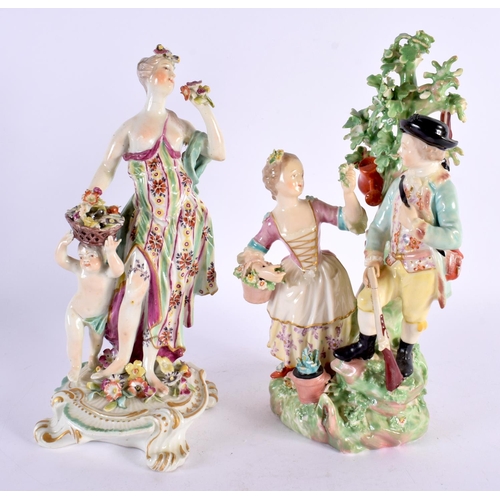 188 - AN 18TH CENTURY DERBY PORCELAIN FIGURE OF A FEMALE AND CHILD together with a similar Derby group of ... 