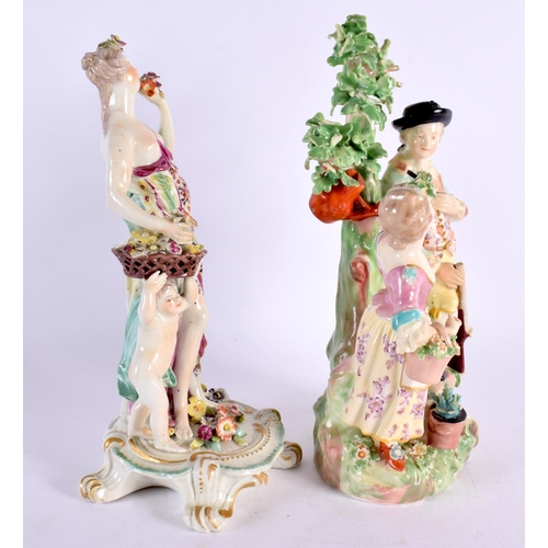 188 - AN 18TH CENTURY DERBY PORCELAIN FIGURE OF A FEMALE AND CHILD together with a similar Derby group of ... 