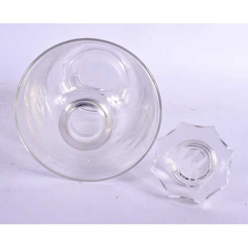 19 - A FRENCH LALIQUE GLASS DECANTER AND STOPPER. 23 cm x 9 cm.