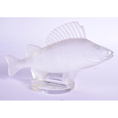 20 - A FRENCH LALIQUE GLASS FIGURE OF A PERCH. 15 cm wide.