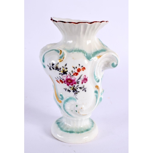 203 - 18th century Derby asymetic vase painted with flowers and a Derby plate painted by the Cotton Stem... 