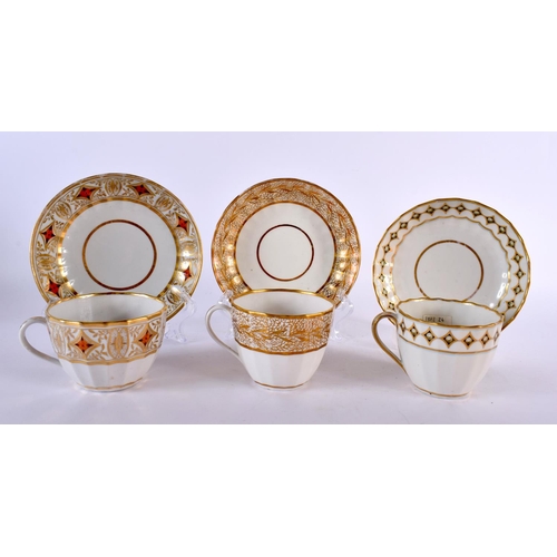 207 - Late 18th century two Derby cups and saucers and a Coalport cup and saucer. Tallest cup is 6cm high.... 