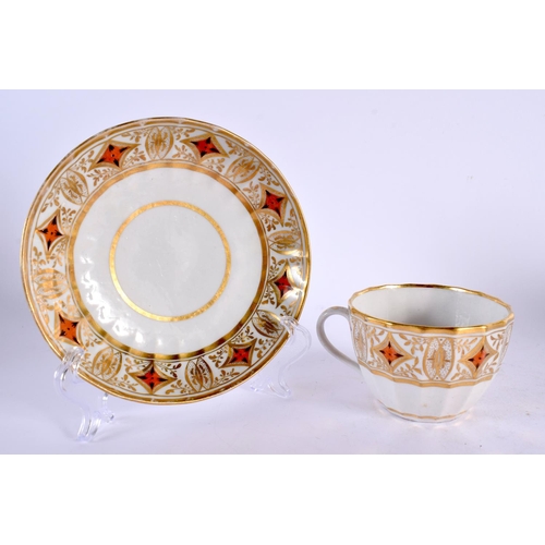 207 - Late 18th century two Derby cups and saucers and a Coalport cup and saucer. Tallest cup is 6cm high.... 