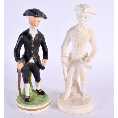 216 - Late 18th century Derby biscuit figure of a Dr. Syntax and another Derby figure of a coloured Dr. Sy... 