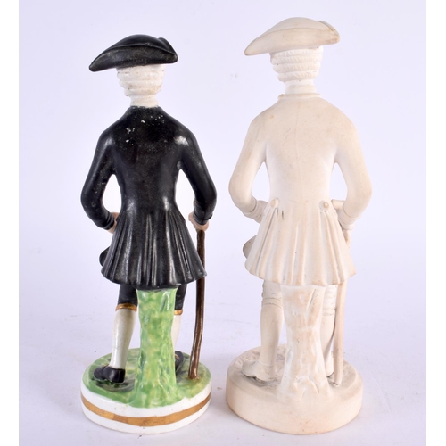 216 - Late 18th century Derby biscuit figure of a Dr. Syntax and another Derby figure of a coloured Dr. Sy... 