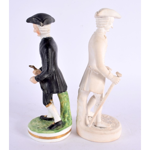 216 - Late 18th century Derby biscuit figure of a Dr. Syntax and another Derby figure of a coloured Dr. Sy... 