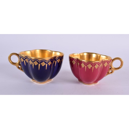 219 - Late 19th /early 20th century Coalport quatrilobe small cup and saucer and another similar. Cup is 3... 