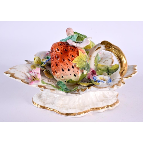 226 - Coalport rare inkstand moulded in the form of strawberries, one as a pen holder, the other with cove... 