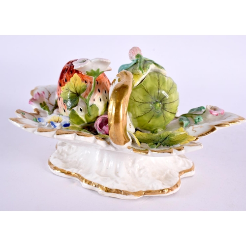 226 - Coalport rare inkstand moulded in the form of strawberries, one as a pen holder, the other with cove... 