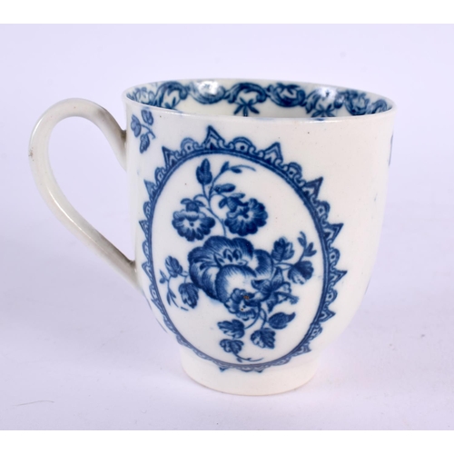 231 - 18th century Caughley coffee cup printed with the Fruit and Wreath pattern and a Spoon Tray and a Te... 