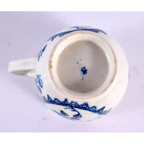 231 - 18th century Caughley coffee cup printed with the Fruit and Wreath pattern and a Spoon Tray and a Te... 