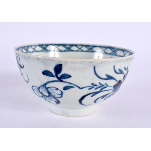 232 - 18th century Liverpool teabowl and saucer painted with the bird in branches. Teabowl is 5cm high. Sa... 