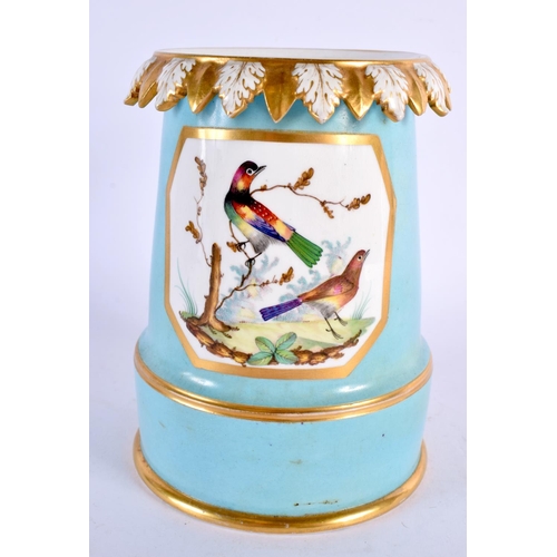 234 - Early 19th century rare Derby nightlight painted with birds probably by Horatio Steele. 15cm high.