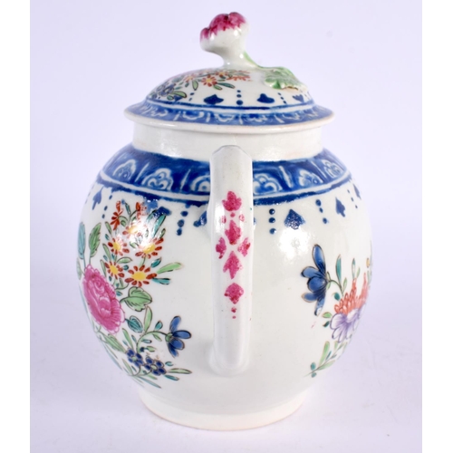 237 - 18th century Worcester teapot and cover painted in the factory with oriental style flowers, the dry ... 