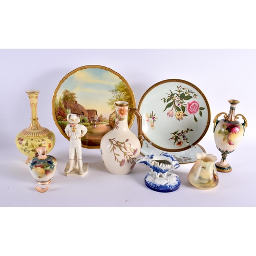 240 - Royal Worcester ten pieces including Stinton vase, Rose vase, Blush vase and a figure of the Yankee.... 