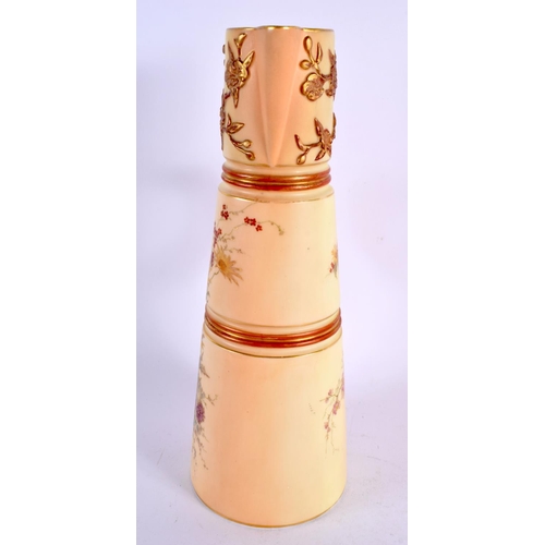 242 - Royal Worcester blush ivory claret jug painted and gilded with flowers. 25.5cm high.