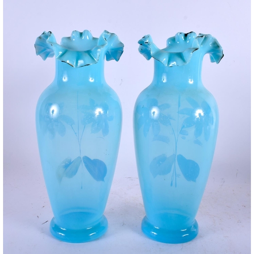 26 - TEN ANTIQUE GLASS VASES. Largest 28 cm high. (10)