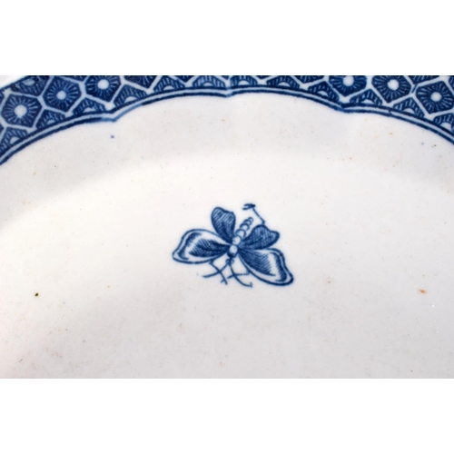 263 - 18th century Caughley plate printed with the Gilliflower pattern C mark. 20cm in diameter.