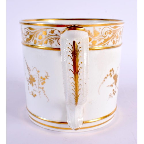 279 - Early 19th century Derby porter mug painted with a View in Tyrol, with an elaborate gilt border. 11.... 