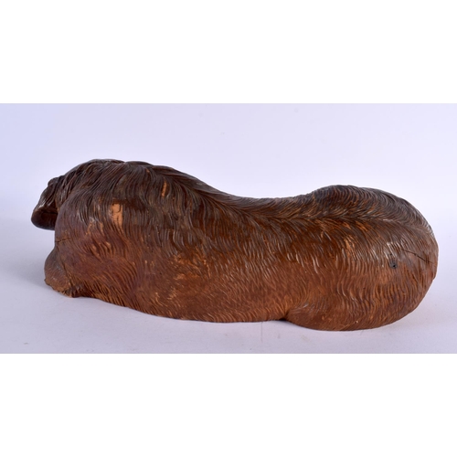 293 - A LARGE 19TH CENTURY BAVARIAN BLACK FOREST CARVED WOOD HOUND Attributed to Walter Mader. 30 cm x 18 ... 