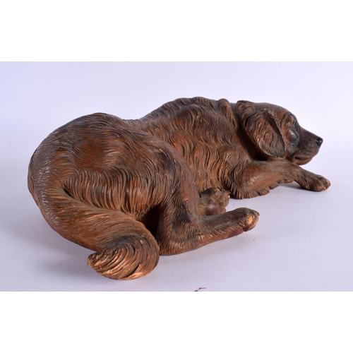 293 - A LARGE 19TH CENTURY BAVARIAN BLACK FOREST CARVED WOOD HOUND Attributed to Walter Mader. 30 cm x 18 ... 