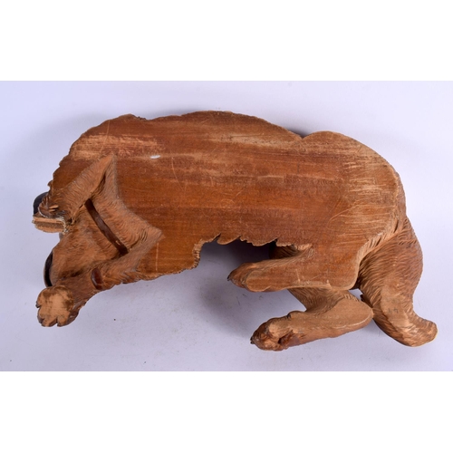 293 - A LARGE 19TH CENTURY BAVARIAN BLACK FOREST CARVED WOOD HOUND Attributed to Walter Mader. 30 cm x 18 ... 