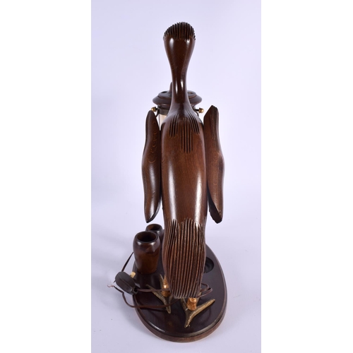 320 - AN ART DECO CARVED WOOD KIWI BIRD DESK LANTERN. 38 cm x 28 cm.